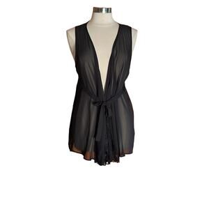 Women’s Sexy Nighty by Vanity sz L in Black Sheer W/Lace New Thong Panty